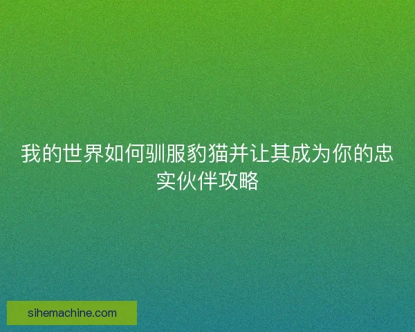 我的世界如何驯服豹猫并让其成为你的忠实伙伴攻略