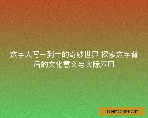 数字大写一到十的奇妙世界 探索数字背后的文化意义与实际应用